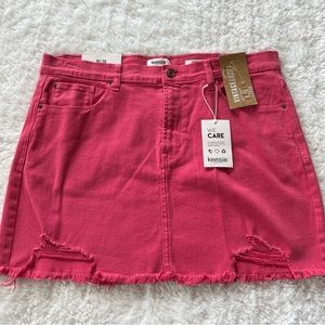 Kensie Jeans Vintage Lux Hot Pink Denim Mini Skirt